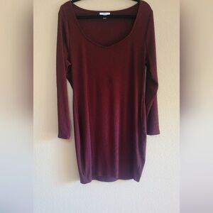 Long Brown Ribbed Sleeve Dress Size 2x